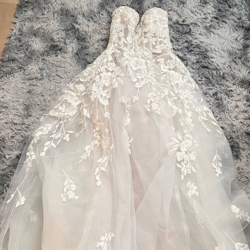 Galina Signature Floral Tulle Wedding Dress with Removable Sleeves